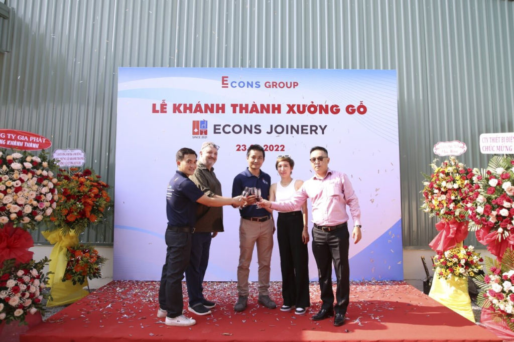 Econs Joinery Inauguration - Toasting with guests and CEO