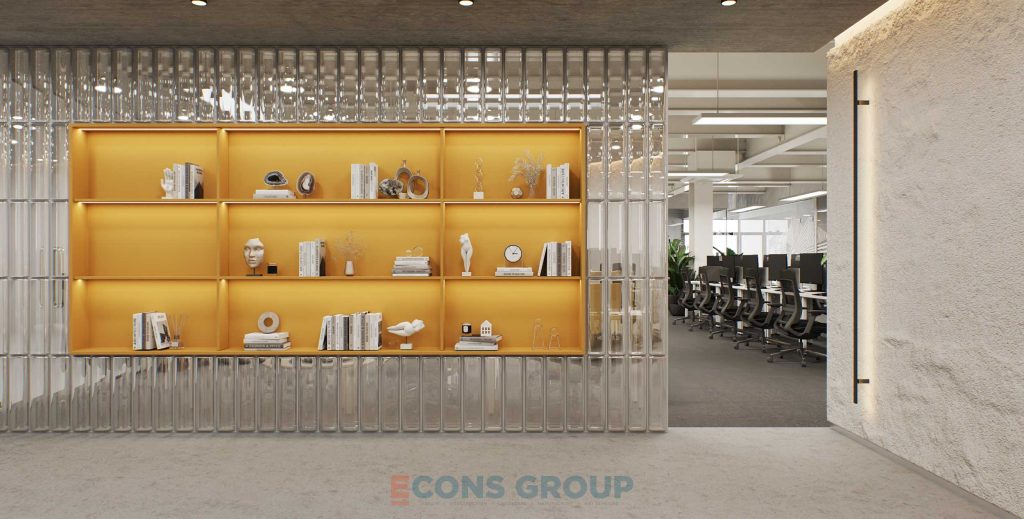 Stone-effect Finishes & Glass Brick Feature Wall